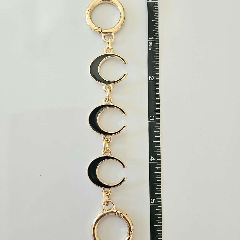 Handbag Purse Chain Handle Strap Crossbody Extender "C' - Gold Tone/Black - Picture 2 of 3